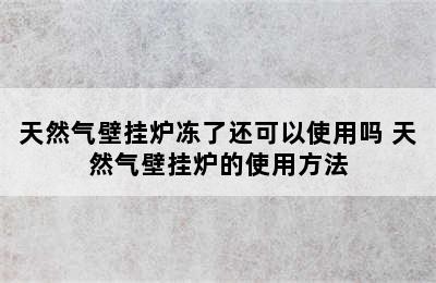 天然气壁挂炉冻了还可以使用吗 天然气壁挂炉的使用方法